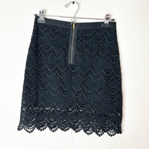 MANGO Women's Mini Skirt Black Lace High rise waist Scalloped hem Size XS - Picture 12 of 13